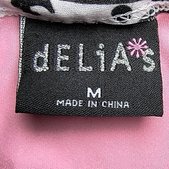 dELiA*s By Dolls Kill Soft Pink Love Y2K Animal Print Straps Graphic Tank Top M - Picture 3 of 7